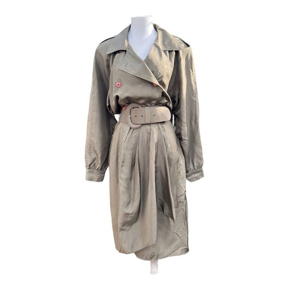 Vintage Pat Argenti Silk Shirt Dress Belted Safari Chic 1980's mini dress 12 - Picture 2 of 9